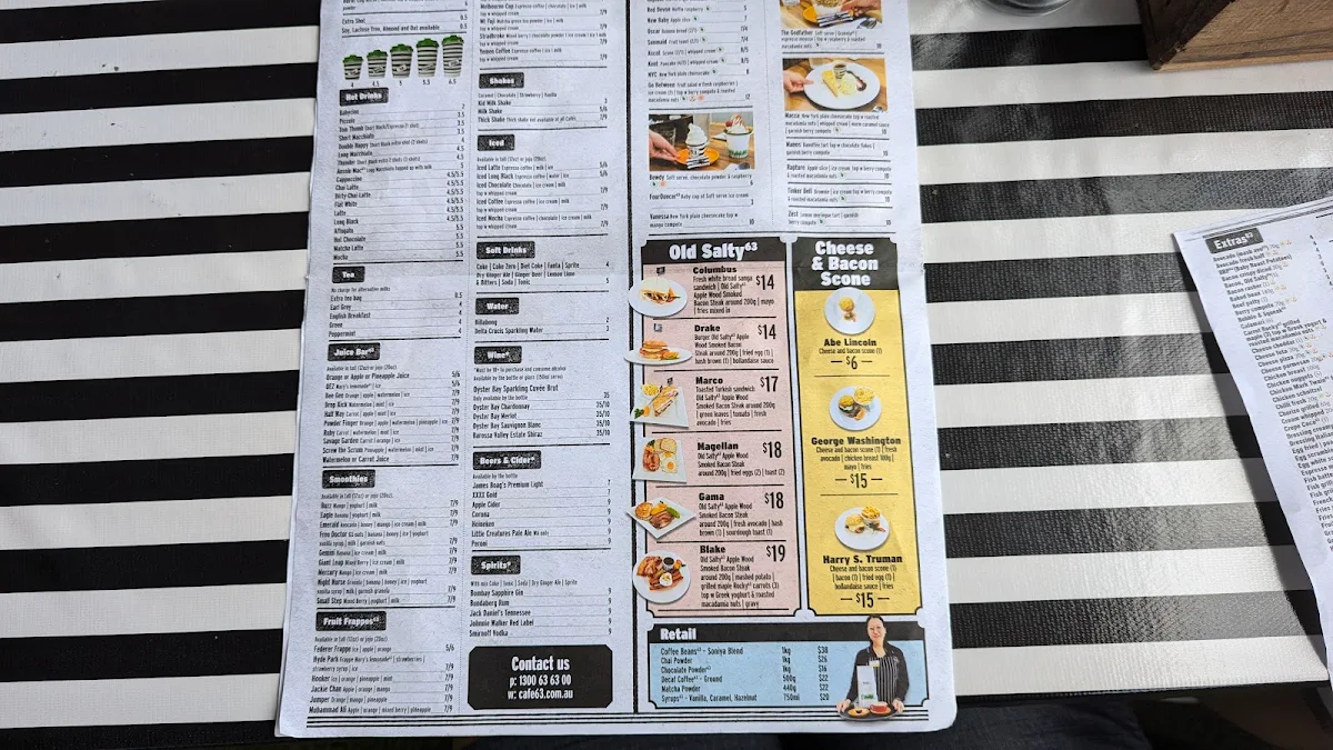 Menu, Cafe 63 Yarrabilba