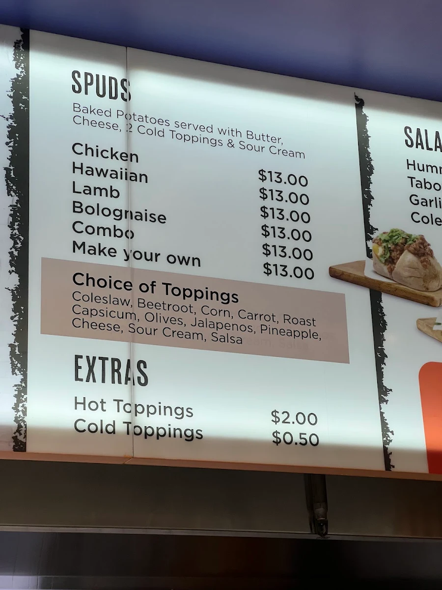 Menu, Baba's Yiros & Spuds