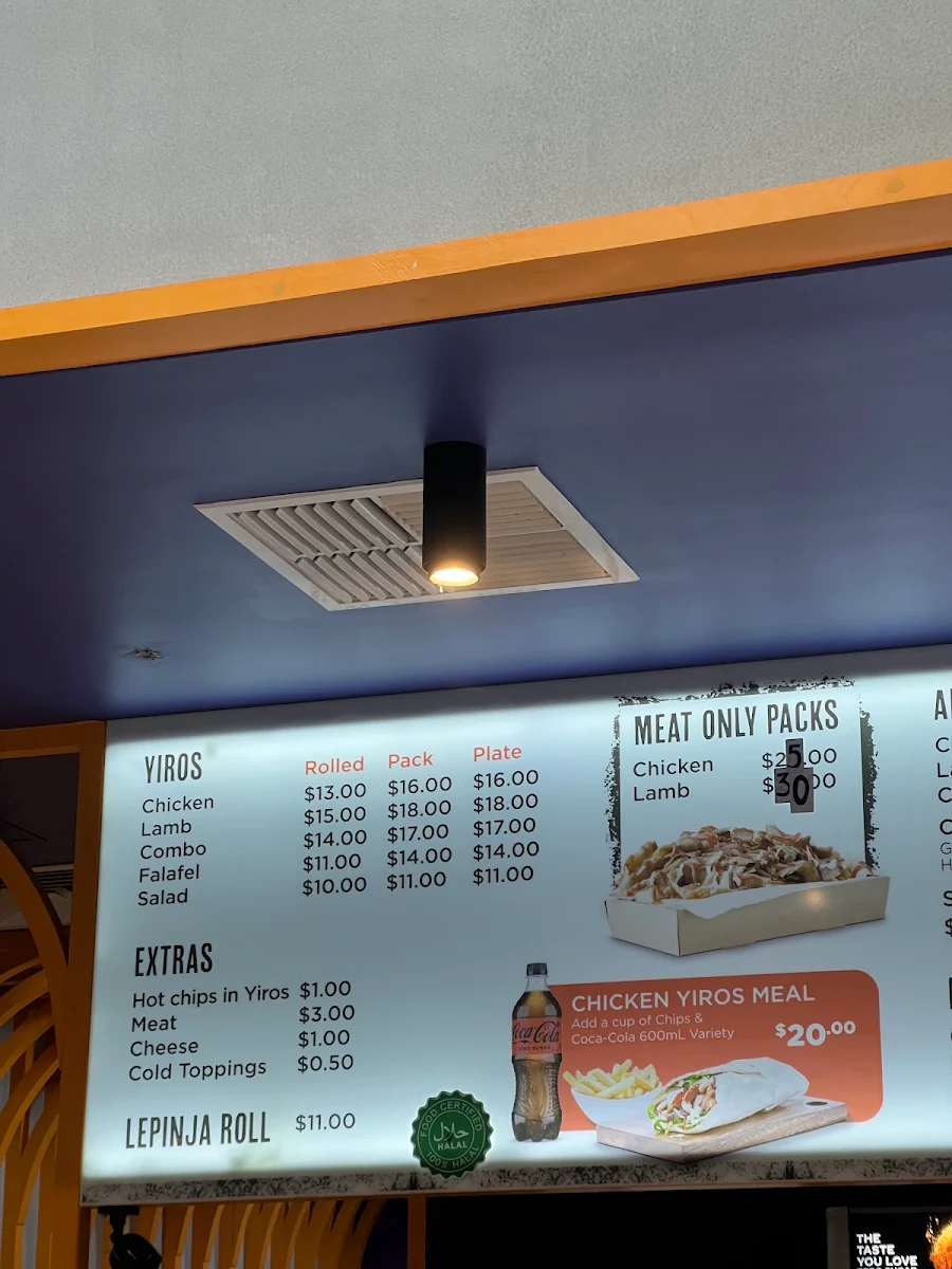 Menu, Baba's Yiros & Spuds