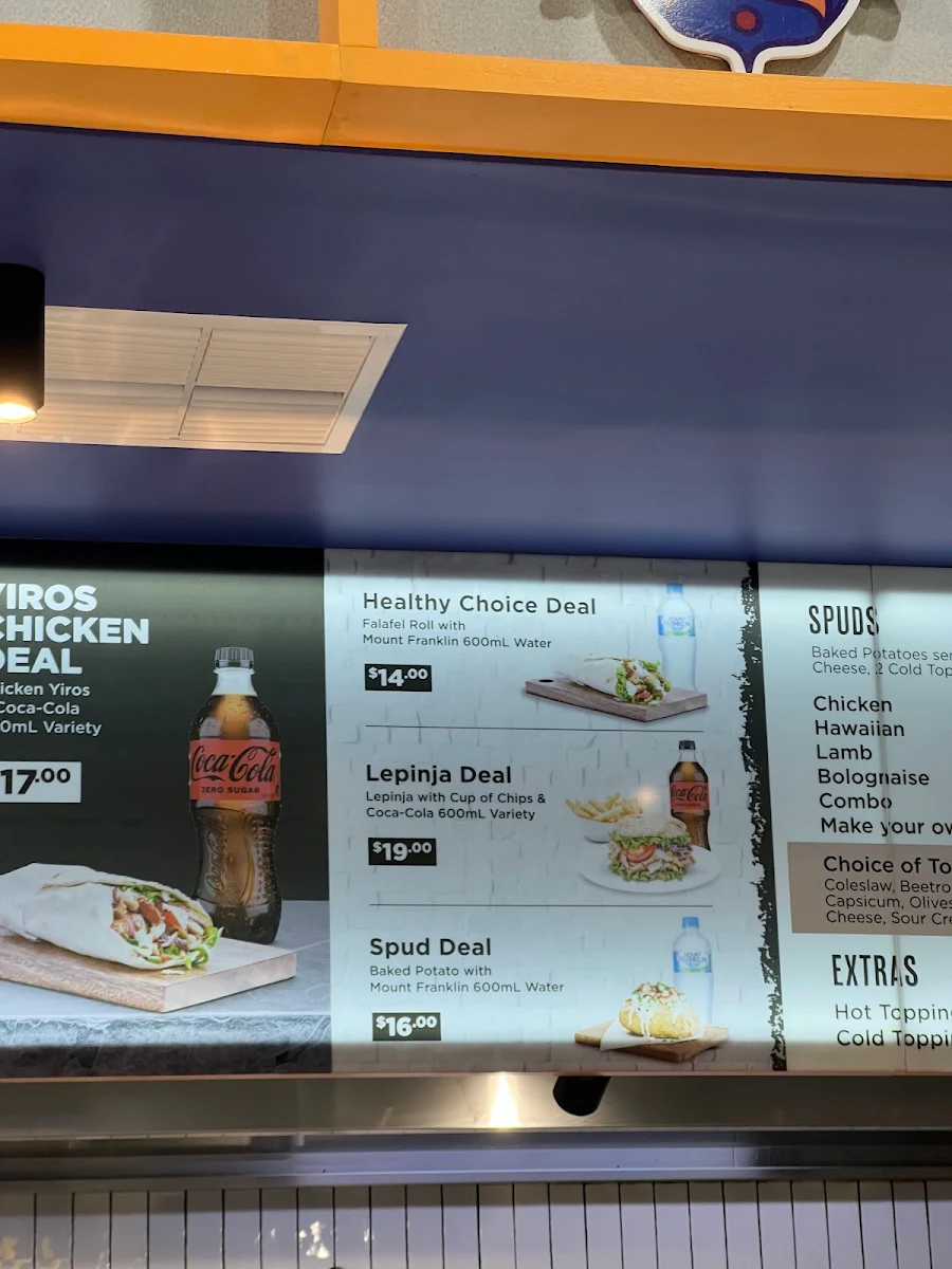Menu, Baba's Yiros & Spuds