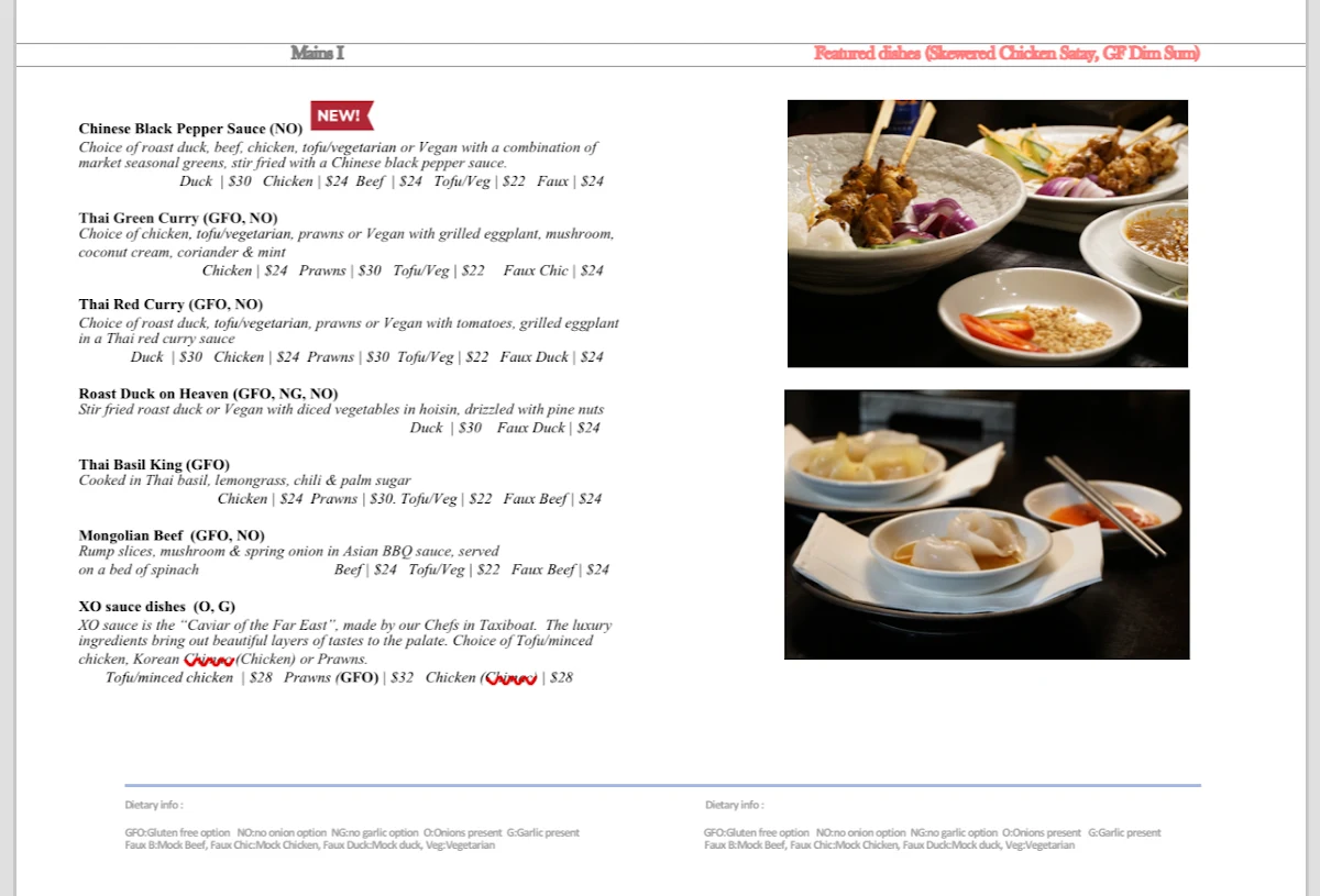 Menu, Taxiboat