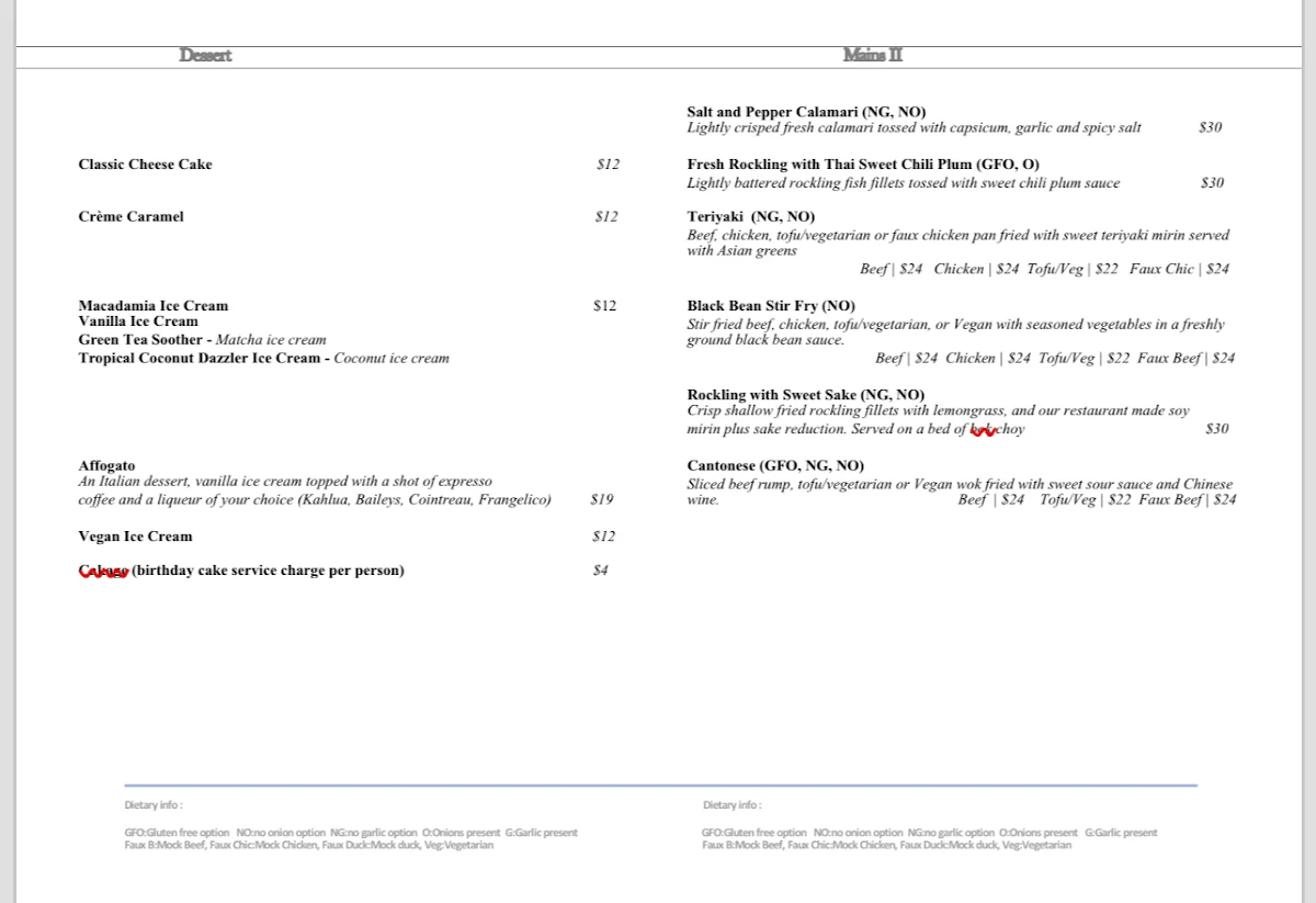 Menu, Taxiboat
