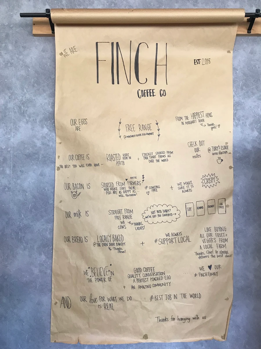 Menu, Finch Coffee Co