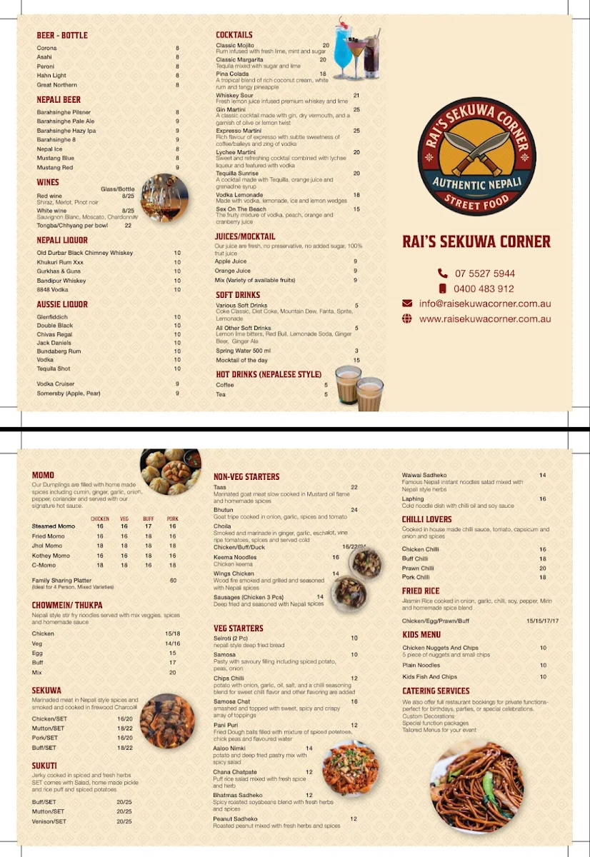 Menu, Rai's Sekuwa Corner