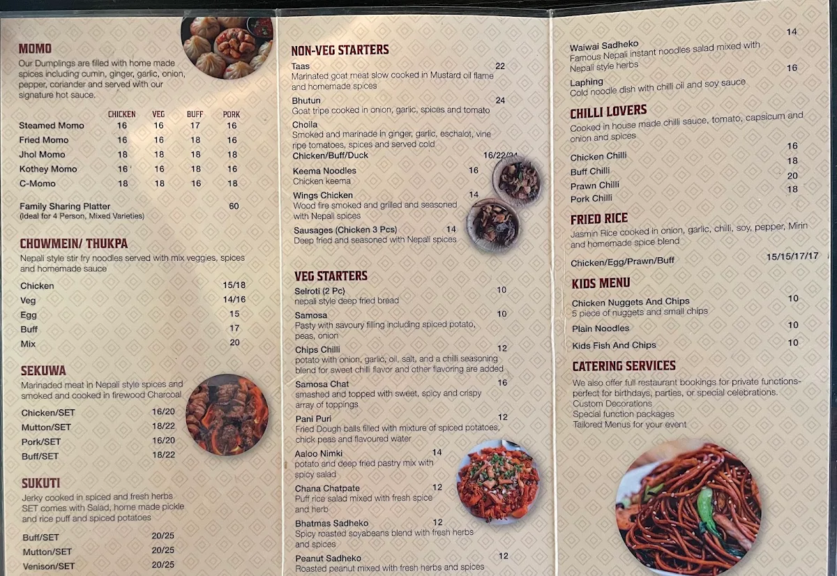 Menu, Rai's Sekuwa Corner