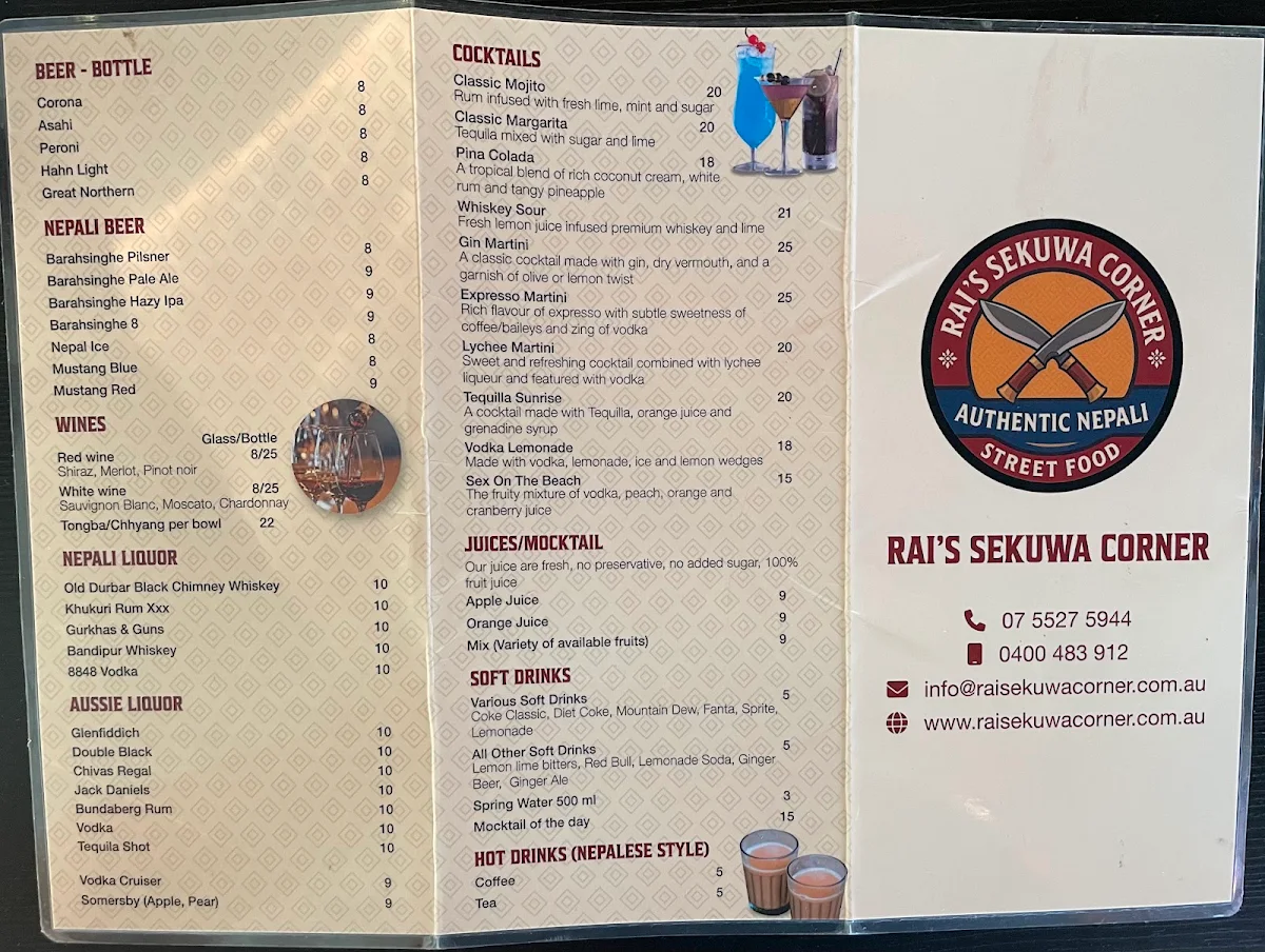 Menu, Rai's Sekuwa Corner