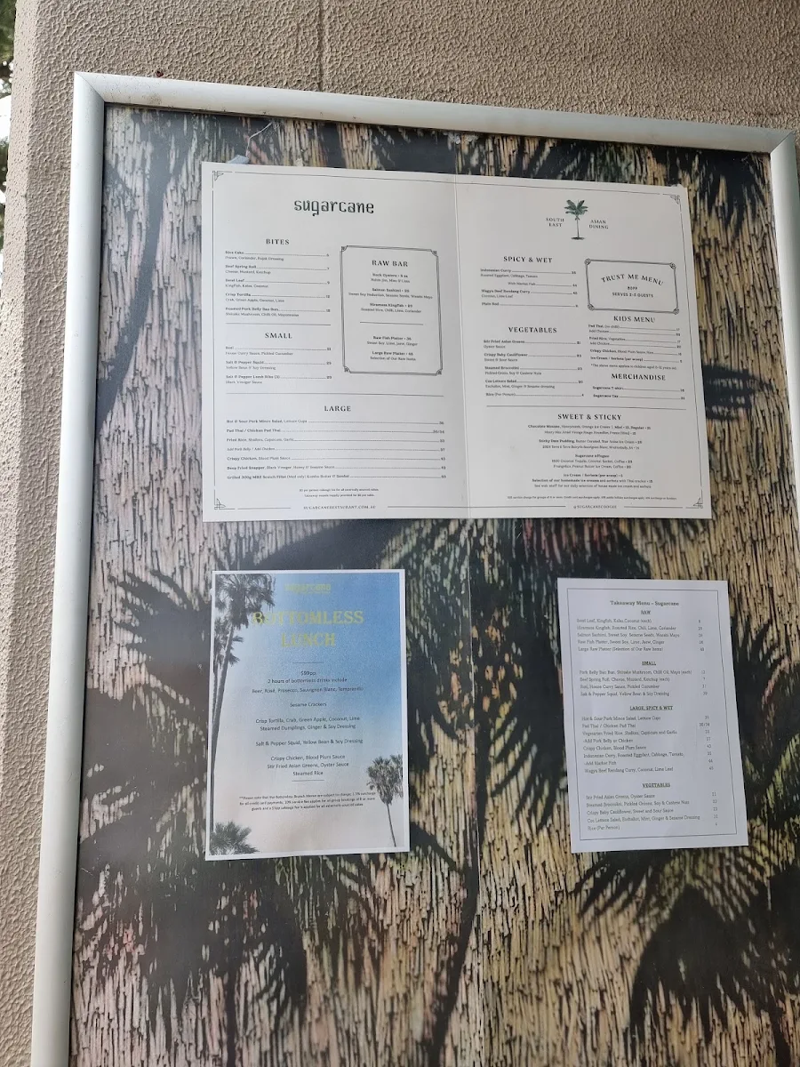 Menu, Sugarcane Coogee