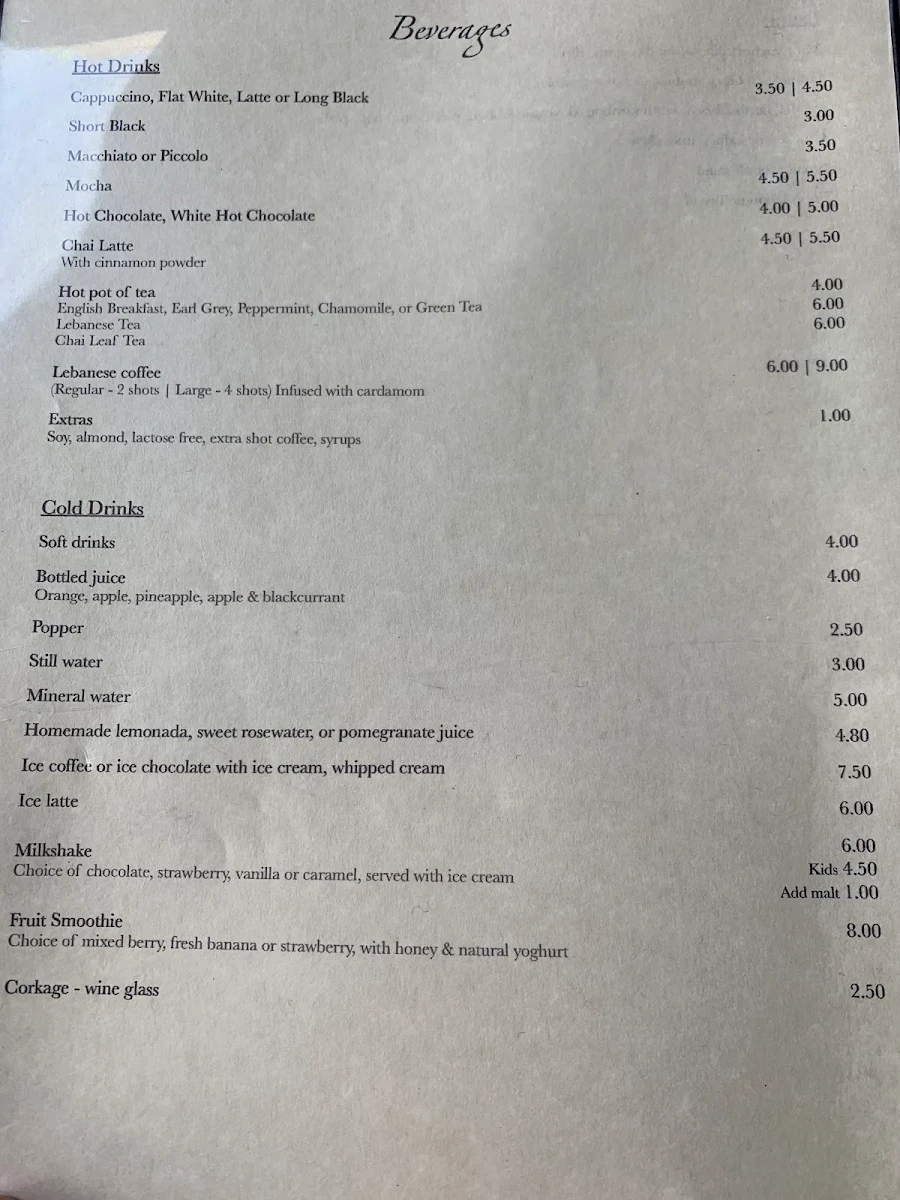 Menu, The Second Home Cafe - Windsor