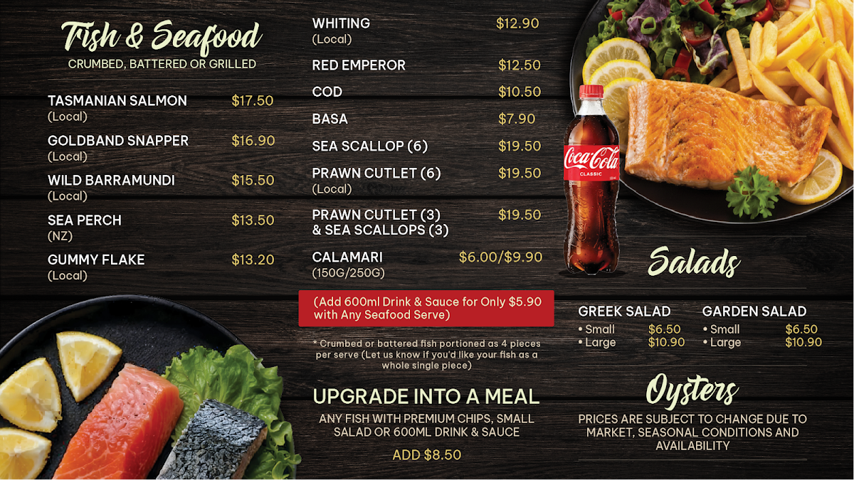 Menu, Kameruka Seafood