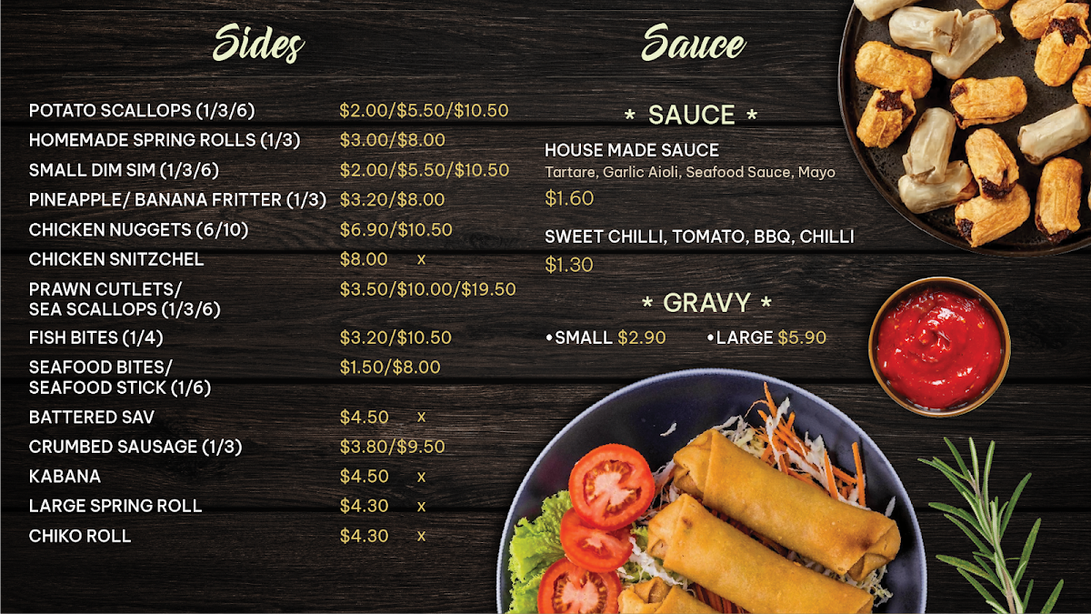 Menu, Kameruka Seafood