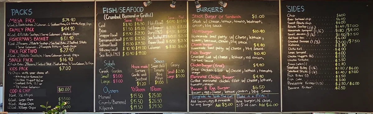 Menu, Kameruka Seafood