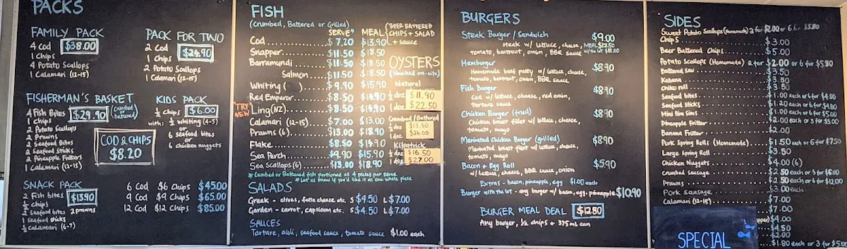 Menu, Kameruka Seafood