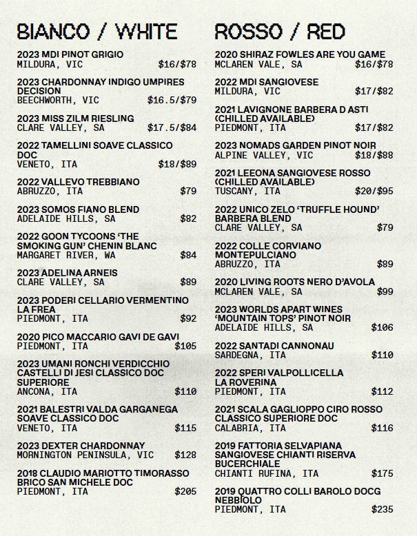 Menu, Studio Amaro