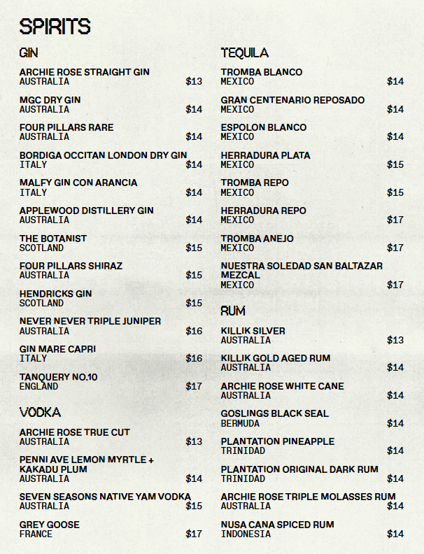 Menu, Studio Amaro