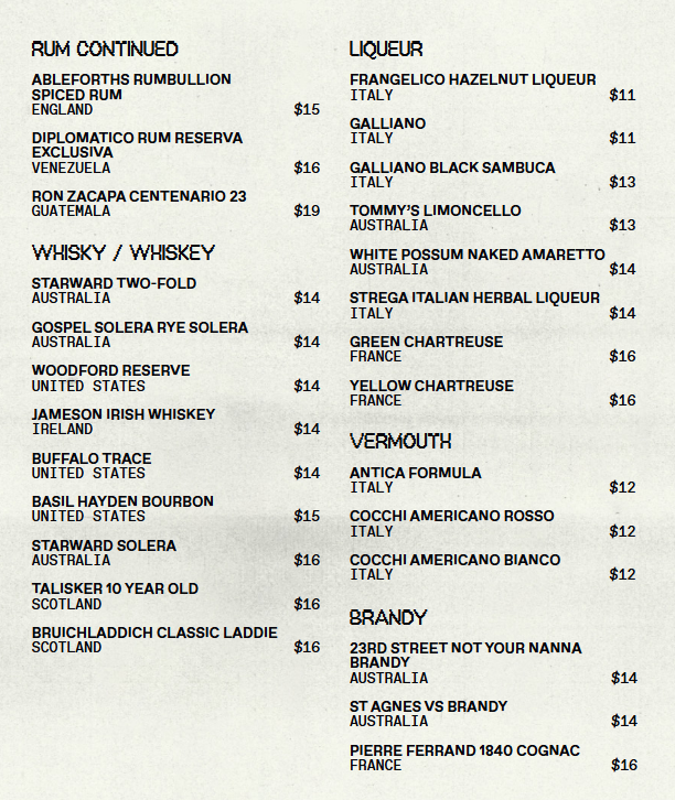 Menu, Studio Amaro