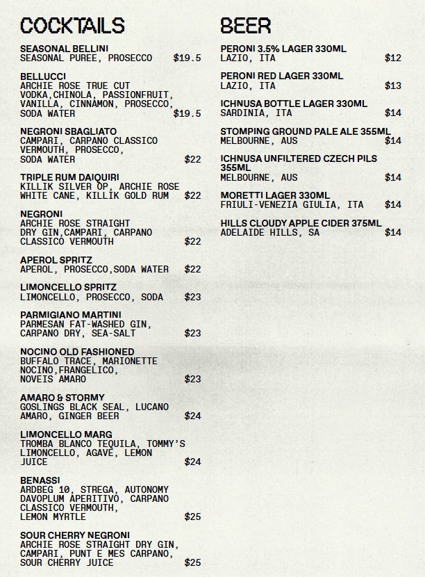 Menu, Studio Amaro