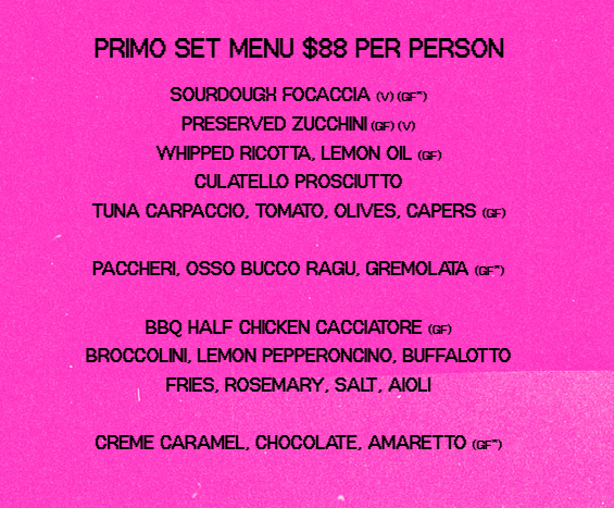 Menu, Studio Amaro