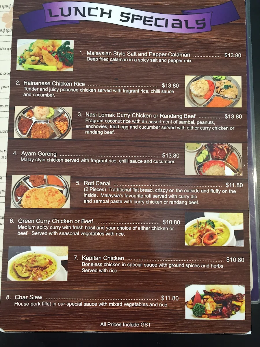 Menu, Malaysia House