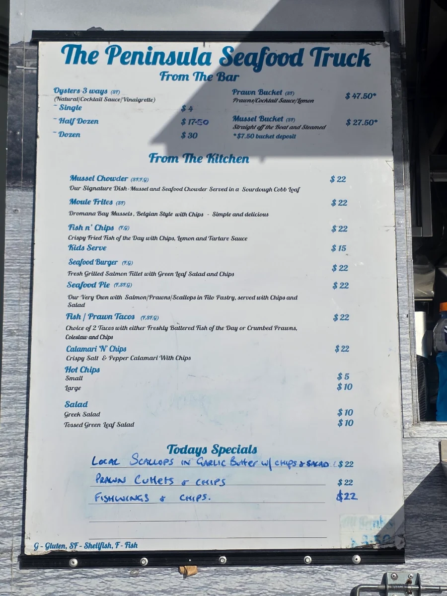 Menu, The Seafood Truck