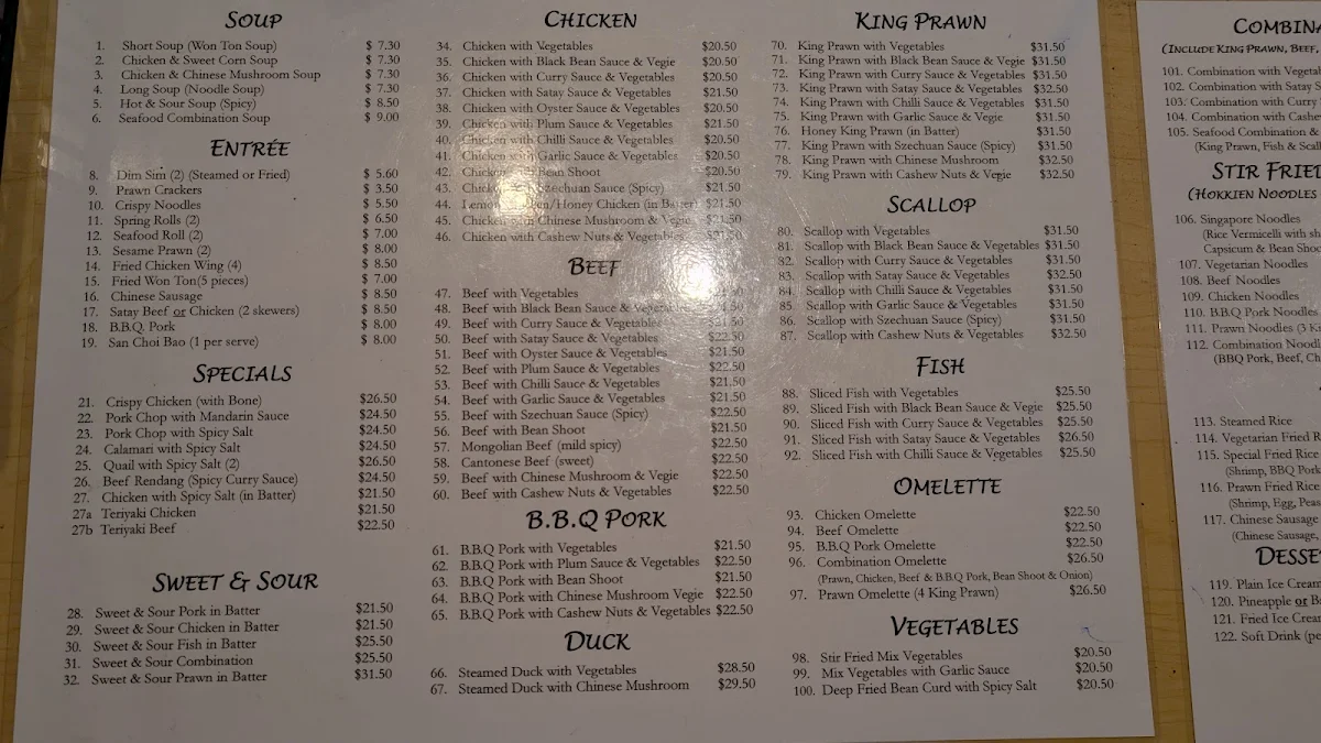 Menu, Chen Yuen
