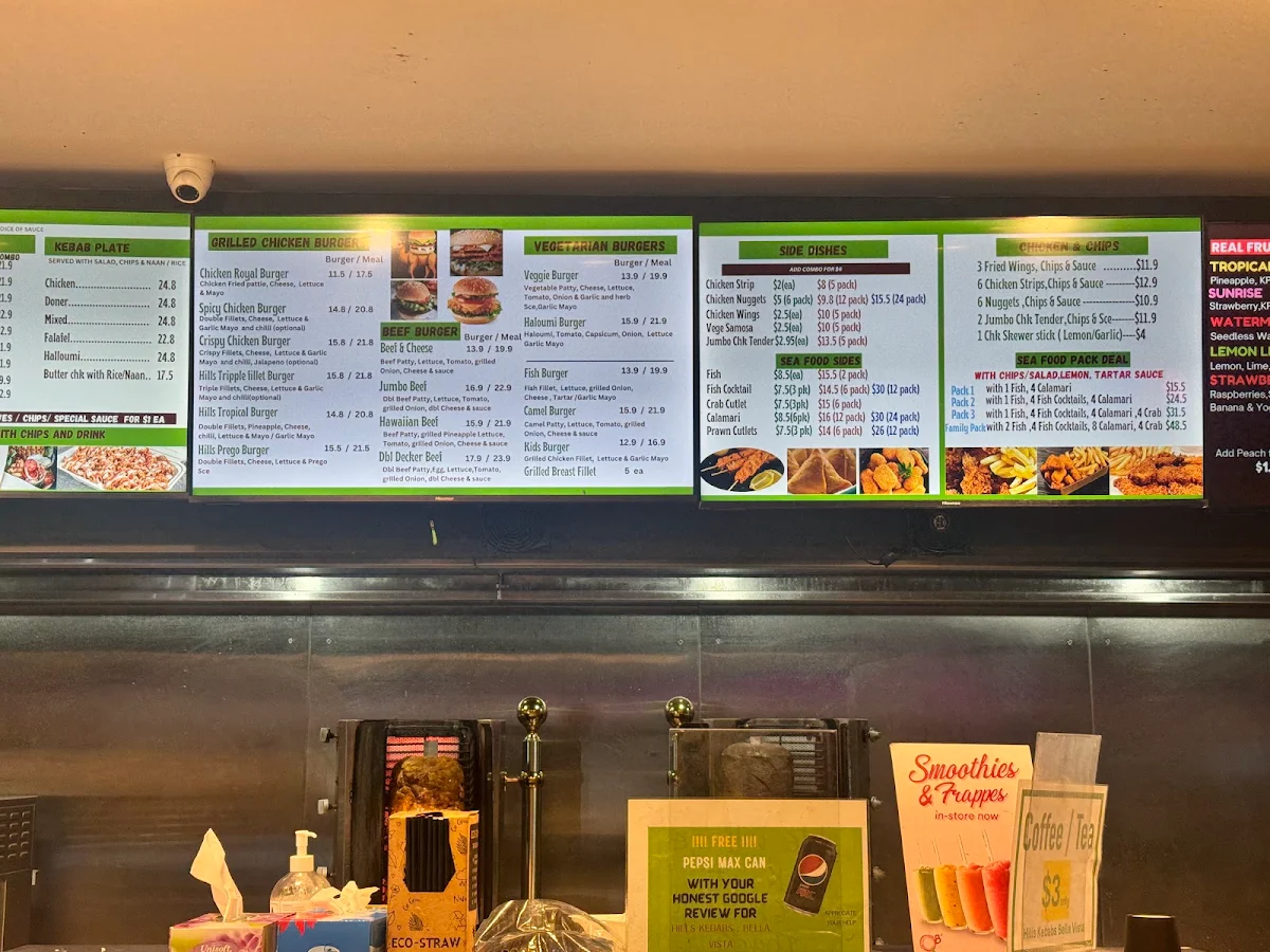 Menu, Hills Kebabs & Hills Thai ( Kebabs, Thai, Seafood, Pizza, Burgers, Gozleme)