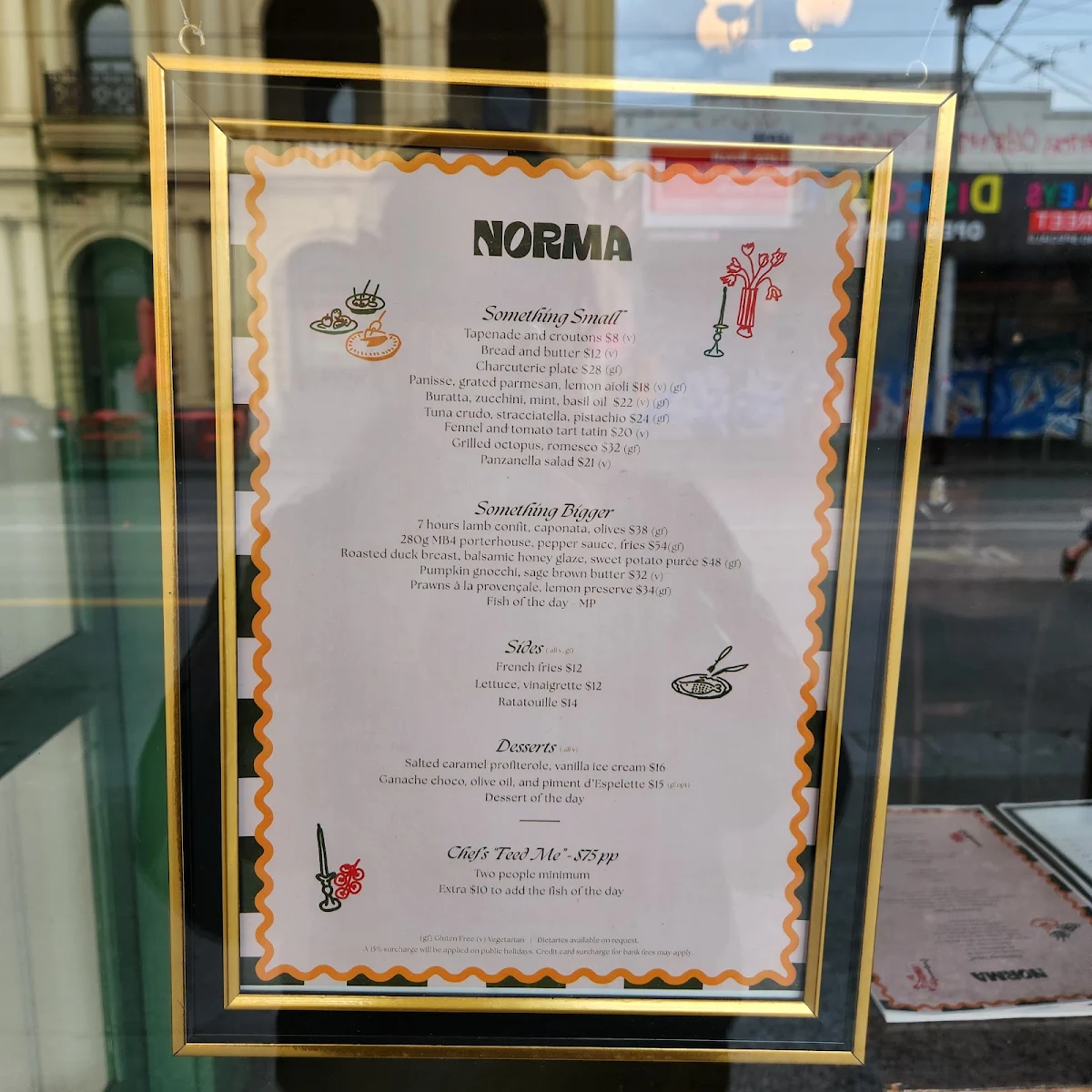Menu, Norma Fitzroy