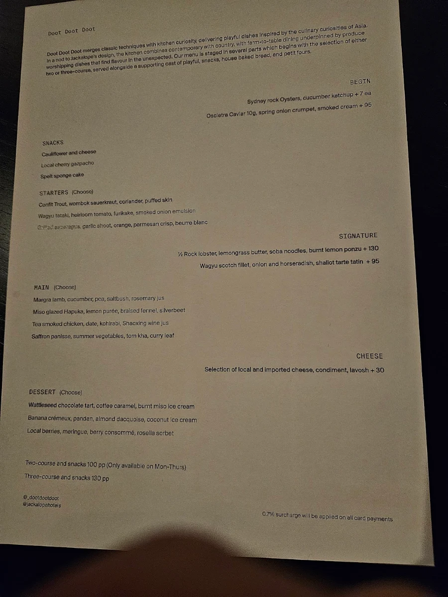 Menu, Doot Doot Doot