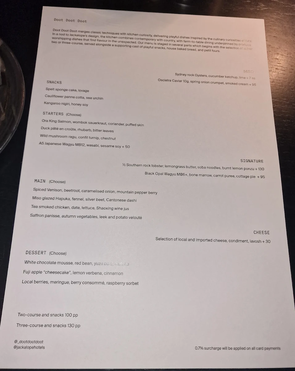 Menu, Doot Doot Doot