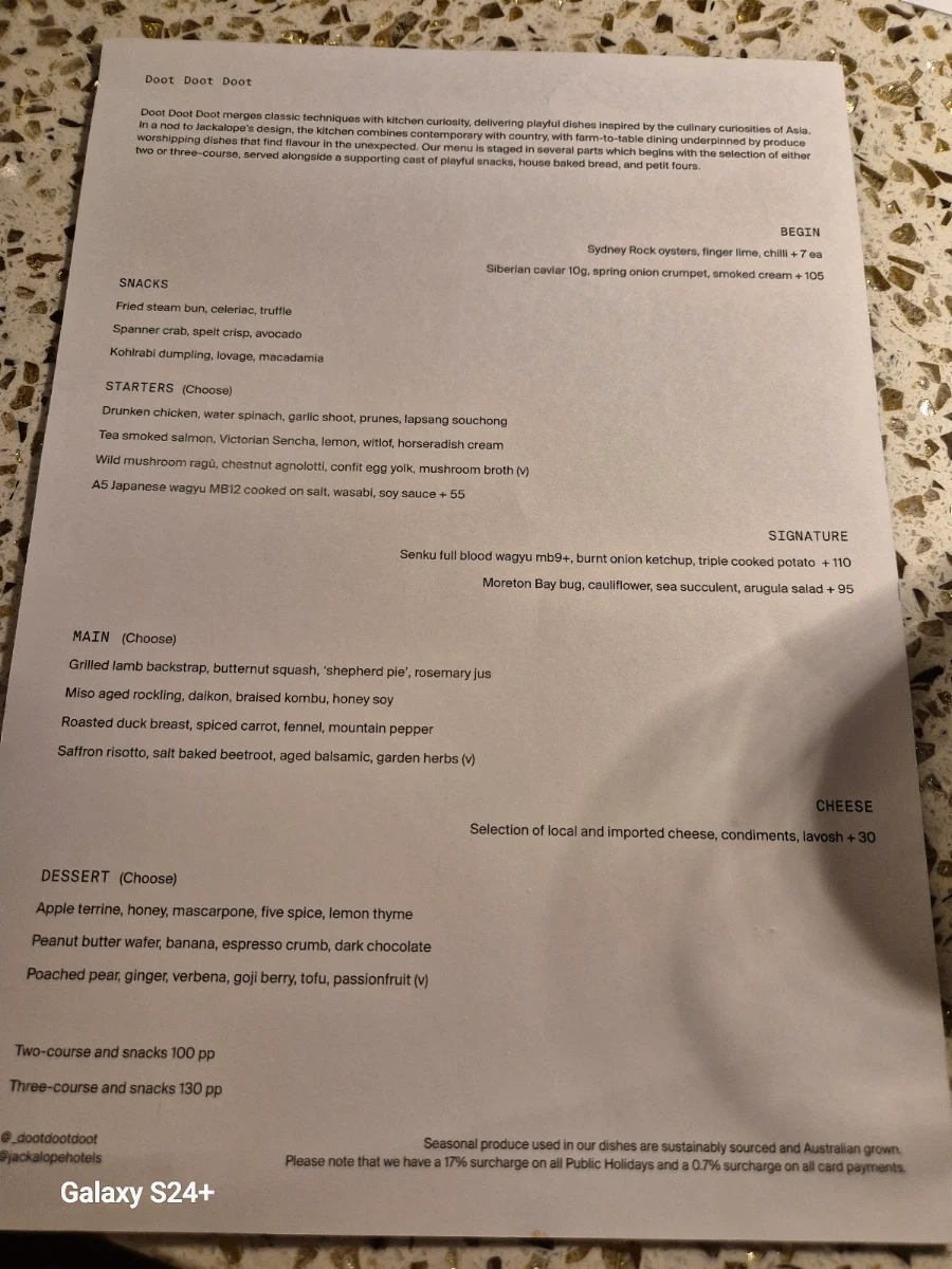 Menu, Doot Doot Doot
