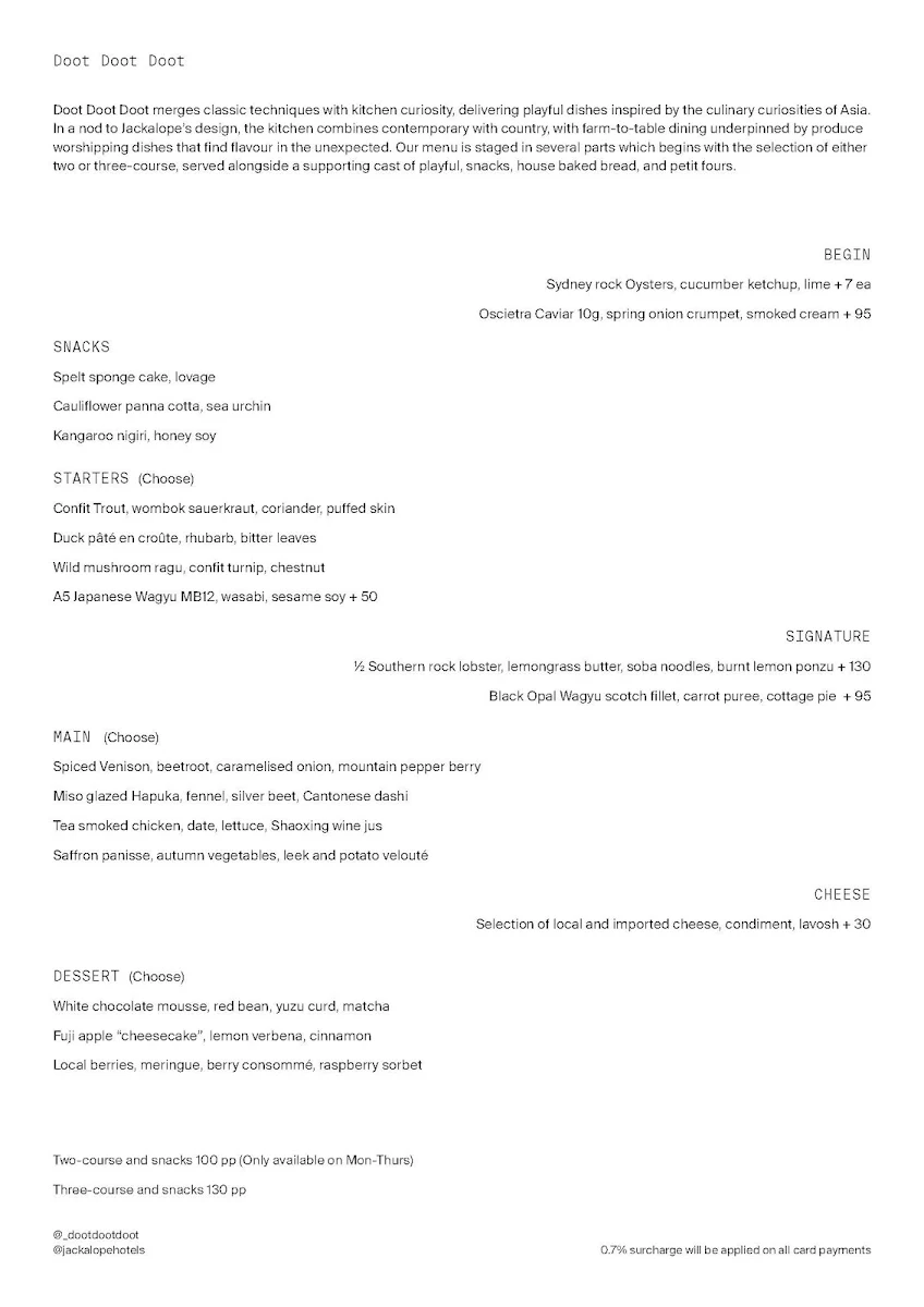 Menu, Doot Doot Doot