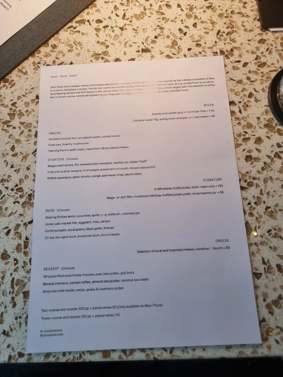 Menu, Doot Doot Doot