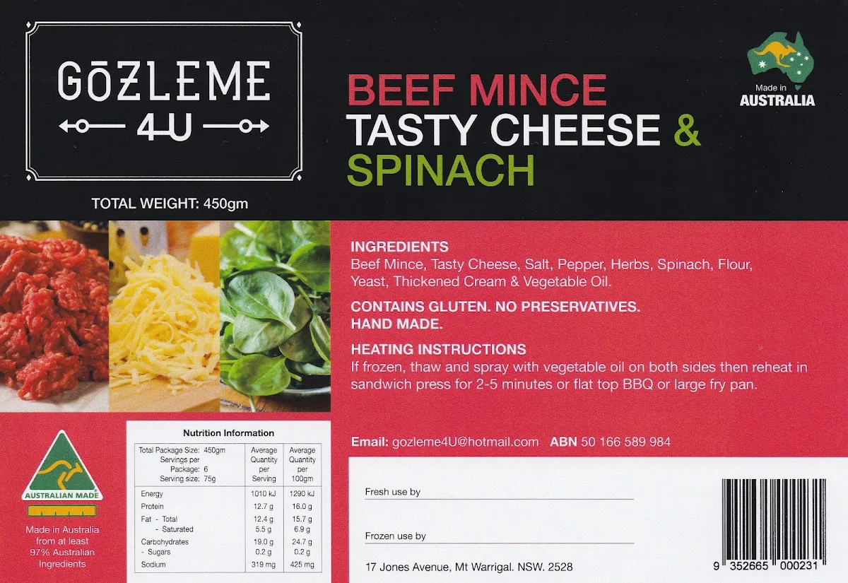 Menu, Gozleme 4U & Burek Shop