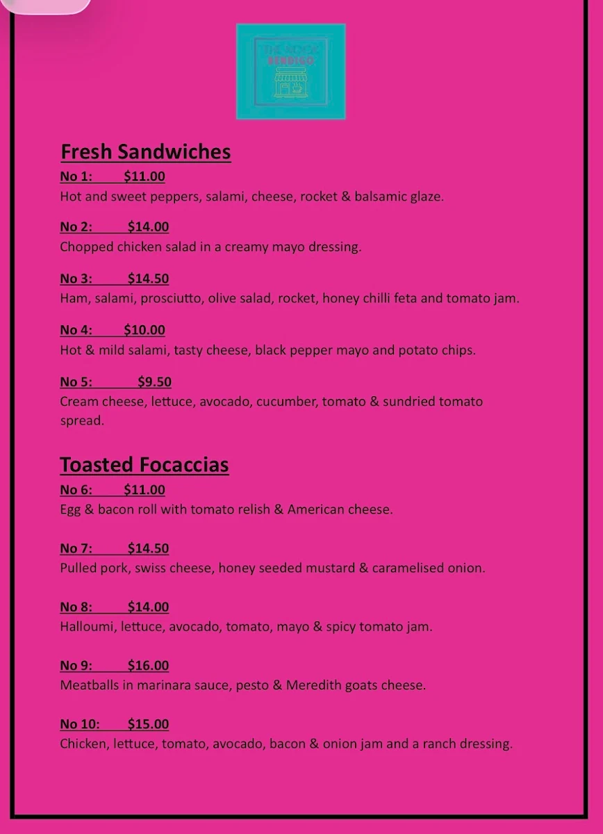 Menu, The Nook