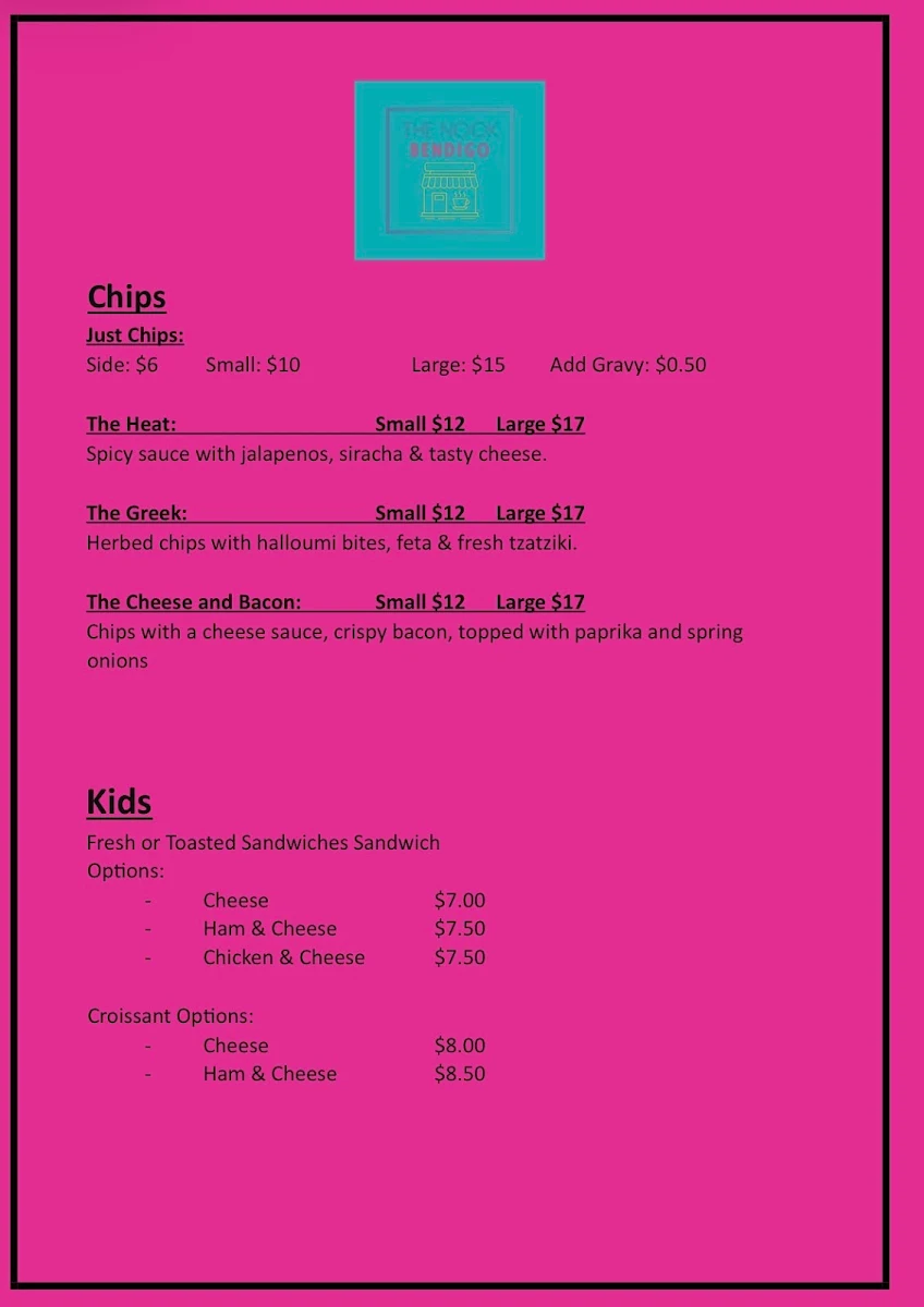 Menu, The Nook
