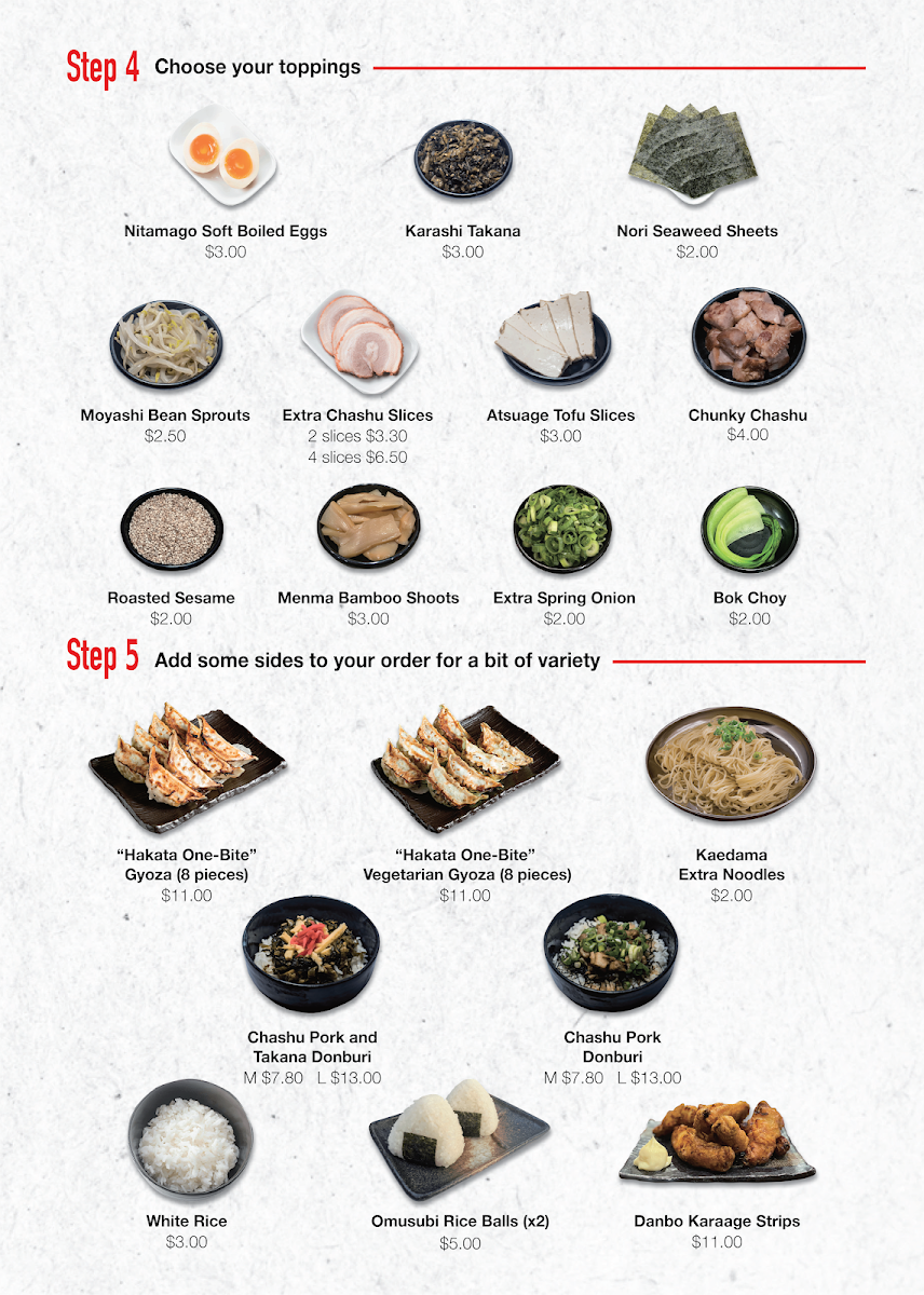 Menu, Ramen Danbo Sunnybank Hills