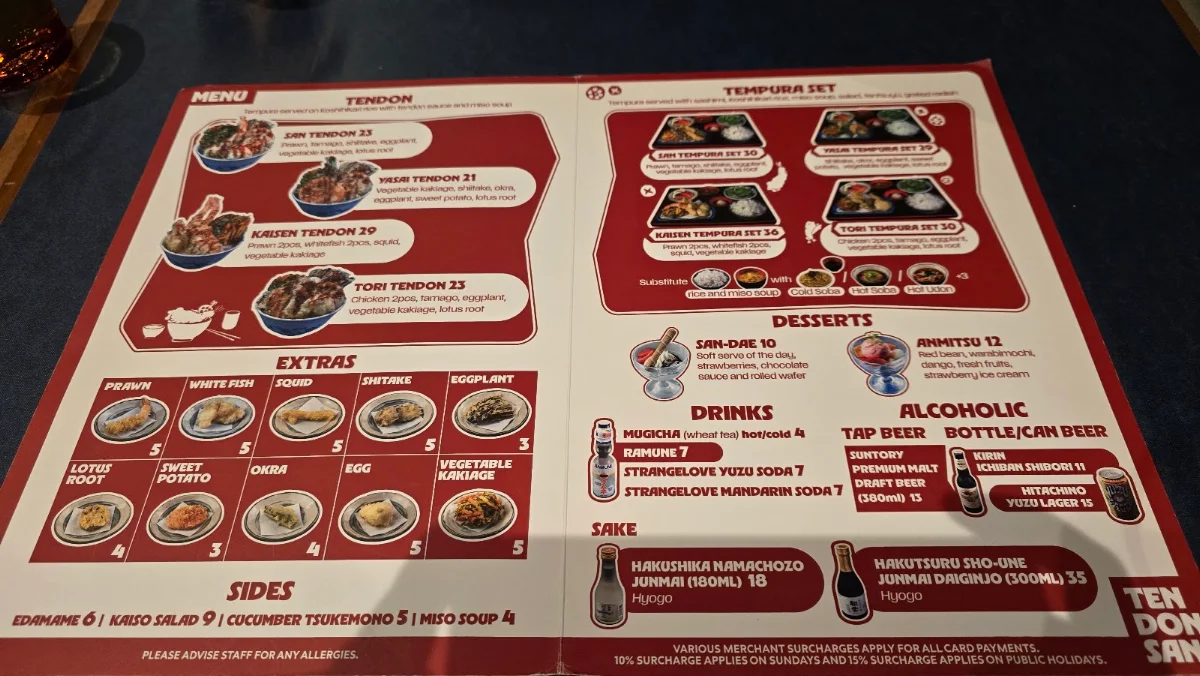 Menu, Ten Don San