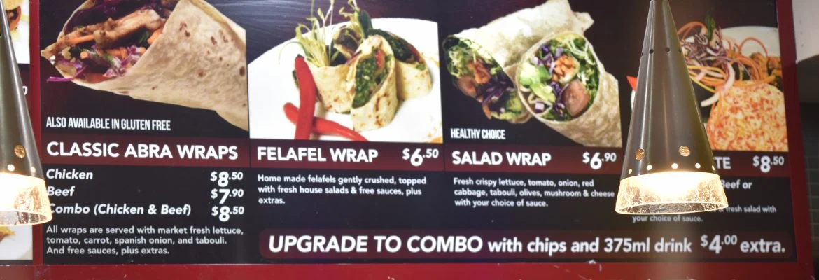 Menu, Abra Wraps