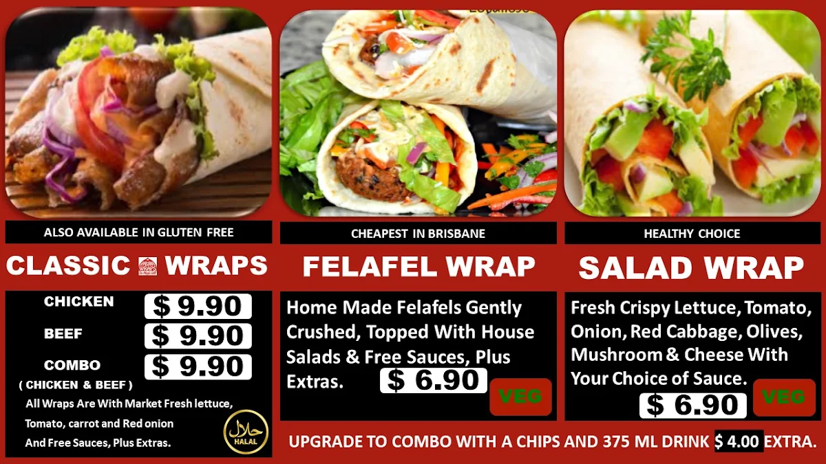 Menu, Abra Wraps
