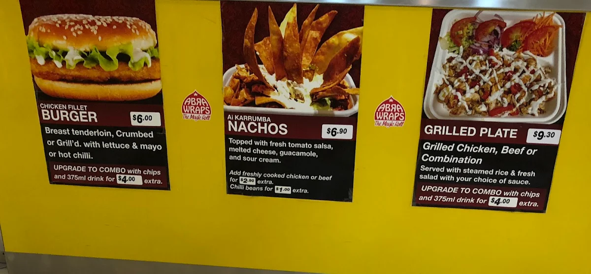 Menu, Abra Wraps