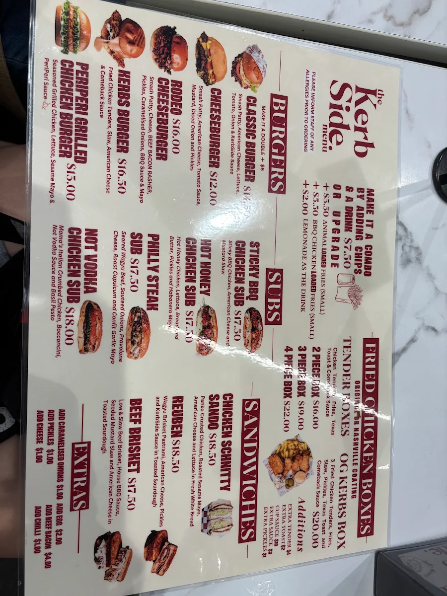 Menu, Kerbside Eatery Edmondson Park