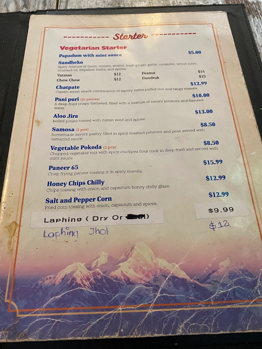 Menu, Flavours of Nepal