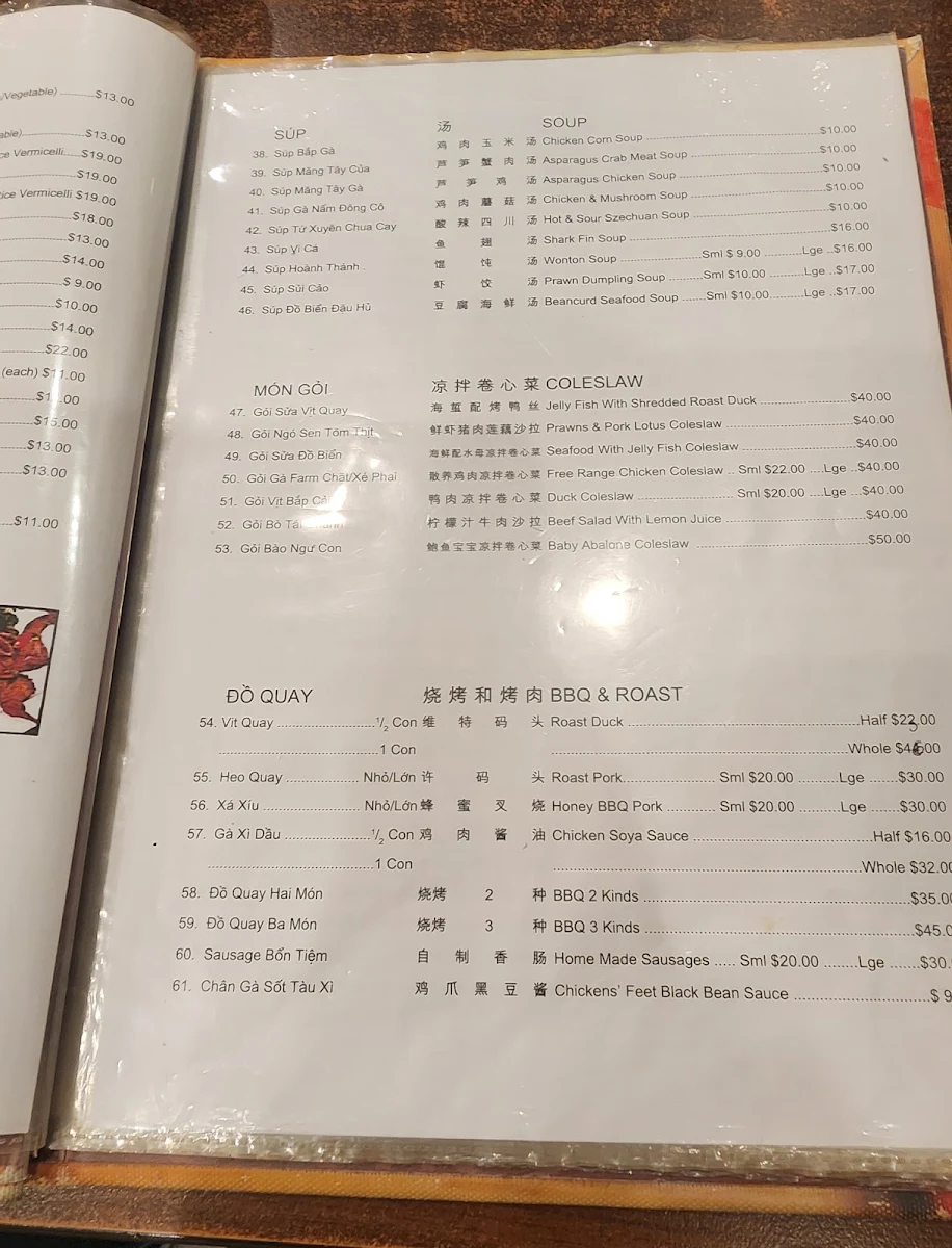 Menu, Phi Phi