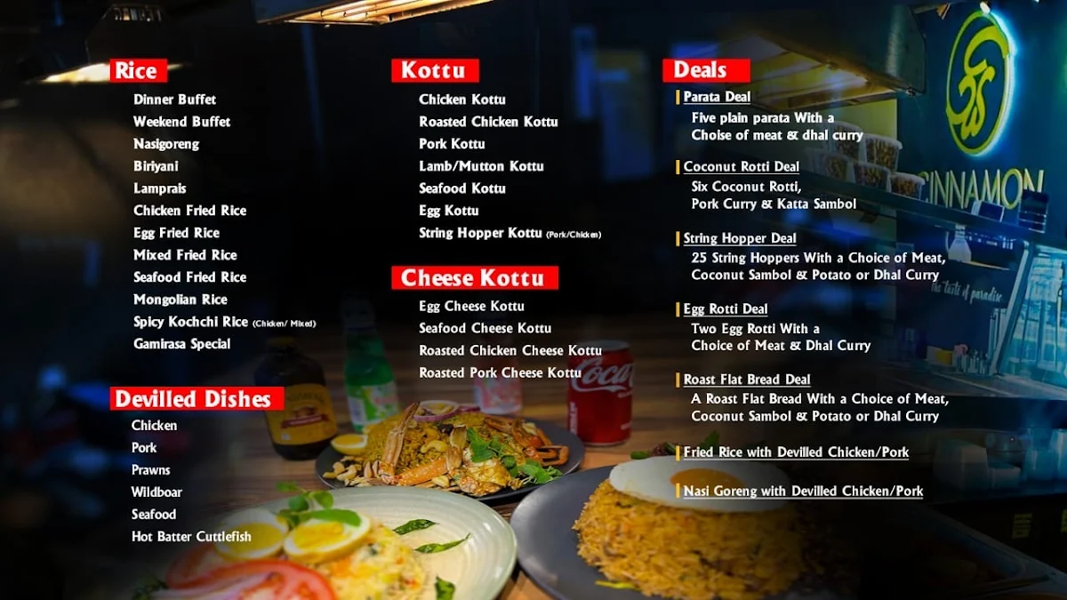 Menu, Cinnamon Gate - Narre Warren