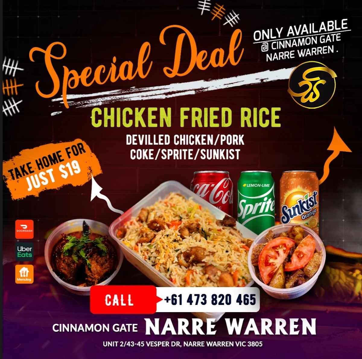 Menu, Cinnamon Gate - Narre Warren