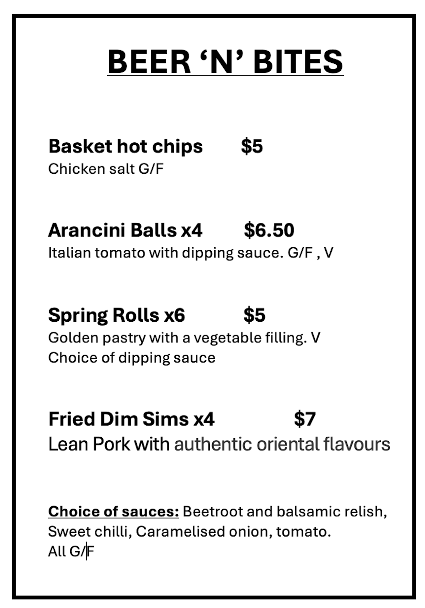 Menu, Little Blessings Brewing