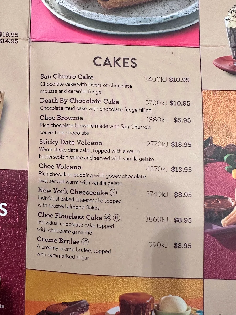 Menu, San Churro East Victoria Park