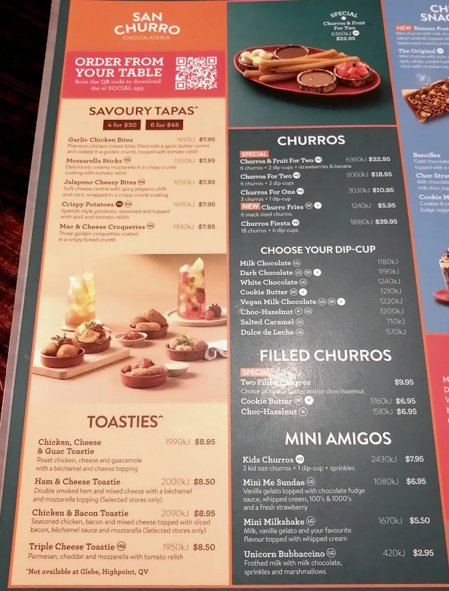 Menu, San Churro East Victoria Park