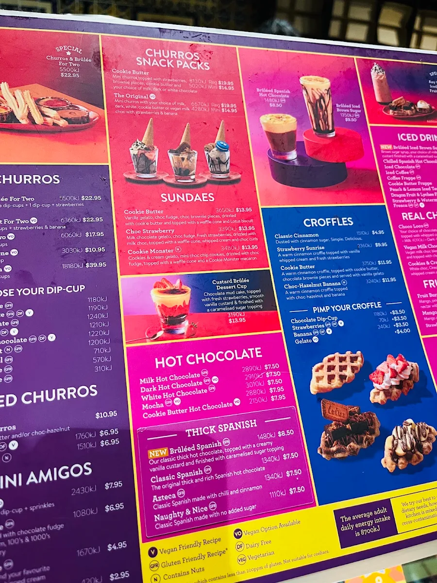 Menu, San Churro East Victoria Park