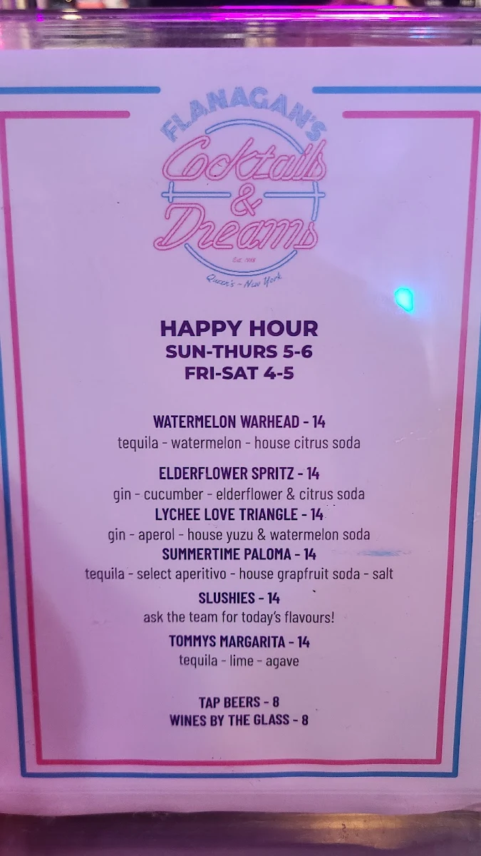 Menu, Neon Palms