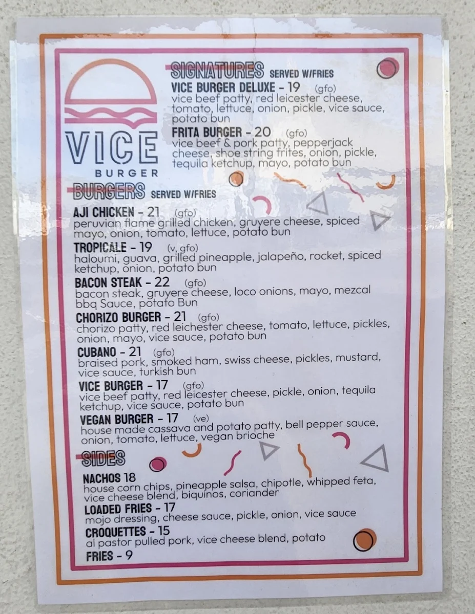 Menu, Neon Palms